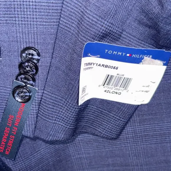 Tommy Hilfiger Men's Modern-Fit Stretch Wool Blend Suit Jacket Blue 42L $450